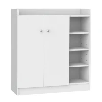 HOMCOM Sapateira Gabinete para Sapatos 4 Prateleiras 1 Armário 83x30x90 cm Branco(m-6)