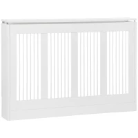 HOMCOM Cobertura de Radiador com Ripas Moderna e Elegante para Casa em MDF e Aço 120x18x84 cm Branco(m-5)