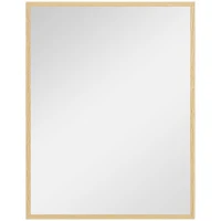 HOMCOM Espelho de Parede Retangular 90x70 cm Moldura de Madeira Ideal para Banheiro Sala ou Quarto Natural(m-1)