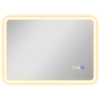 HOMCOM Espelho de Casa de Banho LED Bluetooth 50x70 cm Interruptor Tátil Luz Ajustável 3 Cores Anti Embaciamento Memória Prateado