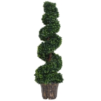 Outsunny Pianta Espiral Bosso Artificial Ø32x120 cm Verde decorativo para Interiores e Exteriores com Vaso Incluído
