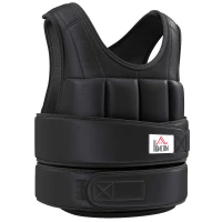HOMCOM Colete de Peso Ajustável Veste de Peso 20 Kg Max. Pesos Removíveis Treinamento Musculação Exercício Boxe Oxford Preto(m-6)