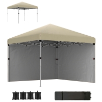 Outsunny Tenda Barnum de Jardim Pop Up Dobrável Ajustável em Altura Proteção UV 30 2 Paredes Laterais Saco de Transporte Incluído