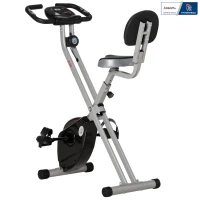 Bicicleta de exercício dobrável - Colaboração Aosom.pt x FFHandball - 8 níveis de resistência, selim com encosto ajustável, cinza(m-6)
