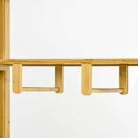HOMCOM Armário de Bambu com 2 Portas de Correr Prateleiras e Barra Grande Armário para O Quarto 145x35x165 cm(m-5)