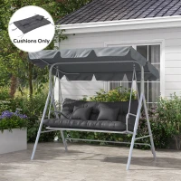 Outsunny Conjunto de 4 Almofadas de Assento 150x50 cm Resistentes à Água com Fitas de Amarração 10 cm de Espessura Cinza Escuro(m-2)
