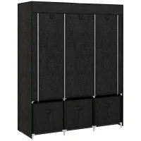 HOMCOM Guarda Roupa de Tecido Dobrável com 5 Prateleiras 2 Varões e 3 Gavetas em Tecido 125x43x162,5 cm(m-6)