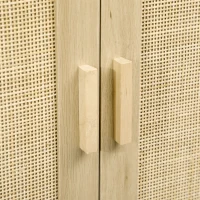 HOMCOM Buffet Baixo Estilo Boêmio com Armário 2 Portas Vime Entrelaçado Prateleira Ajustável em Altura 80x40x80 cm Natural(m-5)