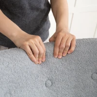 HOMCOM Poltrona de Sala em Tecido Bouclette Poltrona Capitonê e Acolchoada com Pés em Madeira 71x74x96 cm Cinza Claro(m-5)