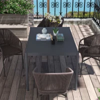 Outsunny Mesa de Jardim Retangular para 6 Pessoas em Alumínio Tampo de Ripas 145x90x74 cm Cinza(m-5)