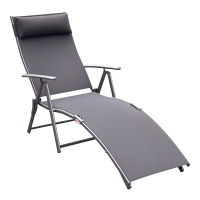 Outsunny Transat Pliable Gris Métal Textilène 137x64x101cm