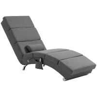 HOMCOM Poltrona Relaxante com Massagem e Aquecimento em Tecido de Linho Cinza para Sala de Estar com Controle Remoto e Almofada(m-7)