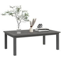 Outsunny Mesa de Centro Retangular com Ripas para Interior/Externo em Alumínio 100x60x37 cm Marrom(m-6)