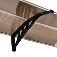Outsunny Toldo Marquise de Porta estilo Abobadado Arredondado 195x75x23 cm Policarbonato Plástico Marrom(m-4)