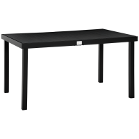 Outsunny Mesa de Comedor Exterior de Aluminio, Mesa de Jardín Exterior para 6 Personas con Encimera de Listones, para Terraza, Balcón, 140x90x74 cm, Negro