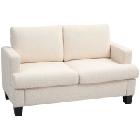 HOMCOM Sofá 2 Lugares 120 cm com Almofadas de Encosto Removíveis Tecido Chenille para Sala Quarto Escritório Bege