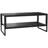 HOMCOM Mesa de Centro Estilo Moderno com 2 Prateleiras 106x50x47 cm Preto(m-7)