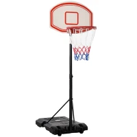 HOMCOM Cesto de Basquetebol Exterior Ajustável Portátil Altura Do Aro 212-250 cm Base de Peso com Rodas Poste de Metal Preto Branco(m-6)