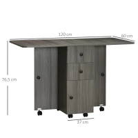 HOMCOM Mesa de Cozinha Dobrável Mesa de Jantar com 2 Painéis Dobráveis 2 Gavetas 1 Armário Cinza(m-3)