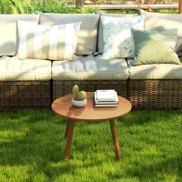 Outsunny Mesa de Café Pequena Redonda Mesa Lateral com Almofadas Antiderrapantes Estrutura em Metal para Jardim Ø 70x42 cm Laranja(m-5)