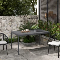 Outsunny Mesa de Jardim Retangular para 6 Pessoas em Alumínio Tampo de Ripas 145x90x74 cm Cinza(m-2)