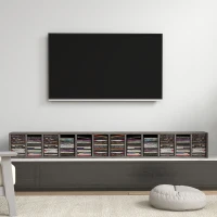 HOMCOM Conjunto de 2 Estantes Colunas Armário de Armazenamento CD DVD 12Compartimentos 21x22,5x88,5 cm Capacidade 204 CD Cinza Escuro(m-4)
