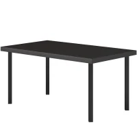 Outsunny Mesa de Centro de Jardim Retangular Mesa Auxiliar com Efeito de Grão de Madeira Estrutura em Metal 95x55x46 cm Preto(m-7)