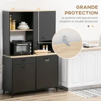 HOMCOM Buffet Alto estilo Industrial Multi Armário 3 Portas com Prateleira Gaveta Nicho Grande Balcão Metal Preto(m-4)