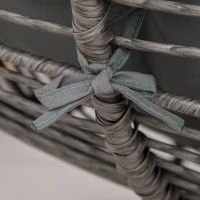 Outsunny Cadeira de Jardim com Otomano em Metal Epóxi e Vime Entrançado com Aspeto de Vime com Almofadas Macias Cinza(m-4)