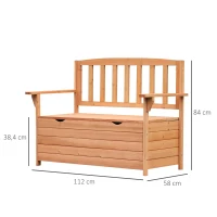 Outsunny Banco de Jardim em Madeira de Pinho com Baú de Armazenamento 112x58x84 cm(m-3)