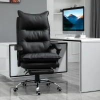 Vinsetto Poltrona de Escritório Cadeira de Escritório Ergonômica Encosto Ajustável Braços e Apoio para Os Pés Carga 135 Kg Preto(m-2)
