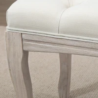 HOMCOM Banco Estofada Estilo Clássico 110 cm Pé da Cama Estofado Pernas de Madeira de Seringueira Esculpidas Linho Bege(m-5)