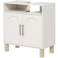 HOMCOM Móvel de Banheiro Sob Pia Móvel de Banheiro Armário 2 Portas com Prateleira Ajustável 60x30x63 cm Branco(m-7)