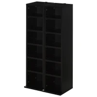 HOMCOM Conjunto de 2 Estantes Colunas Armário de Armazenamento CD DVD 12 Compartimentos 21x22,5x88,5 cm Capacidade 204 CD Preto(m-1)