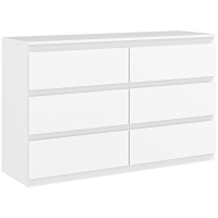 HOMCOM Cômoda 6 Gavetas Móvel de Armazenamento estilo Minimalista Sem Puxadores 120x39x75 cm Branco