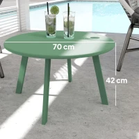 Outsunny Mesa de Café Pequena Redonda Mesa de Apoio com Pés Antiderrapantes Estrutura em Metal para Jardim Ø 70x42 cm Verde(m-3)