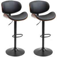 HOMCOM Conjunto de 2 Cadeiras de Bar Taburete com Altura Ajustável Revestimento Sintético 53x52x92-112 cm Preto(m-6)