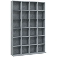 HOMCOM Móvel de Armazenamento Multimídia 480 CD/ 312 DVD Biblioteca em Madeira com Prateleiras Ajustáveis 89x130,5 cm Cinza(m-1)