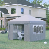 Outsunny Gazebo Dobrável 3x3 m com Altura Ajustável com estilo Pop Up e Janelas Branco(m-2)