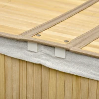HOMCOM Cesto de Roupa em Bambu 100L com 2 Compartimentos Tampa e Saco Removível 62,5x37x60,5 cm Natural(m-4)