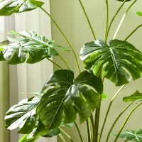 HOMCOM Planta Artificial Árvore Artificial Monstera deliciosa com Vaso Incluso Altura 180 cm Interior Verde(m-4)