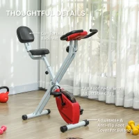 Bicicleta de fitness dobrável - Colaboração Aosom.pt x FFHandball - 8 níveis de resistência, assento ajustável, vermelha(m-4)