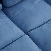 HOMCOM Cadeira Preguiçosa Colchão Dobrável Conversível Ajuste de Inclinação Do Encosto em 14 Posições 2 Almofadas Incluídas Azul(m-5)