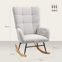 HOMCOM Poltrona de Balanço Revestimento Acolhedor Acolchoamento Espesso detalhes Antiderrapantes Cinza Claro(m-3)