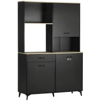 HOMCOM Buffet Alto estilo Industrial Multi Armário 3 Portas com Prateleira Gaveta Nicho Grande Balcão Metal Preto(m-6)