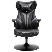 Vinsetto Cadeira de Gaming Giratória 360° Ergonómica Altura Ajustável Almofada Revestimento 67x70x106 -112 cm Cinza Claro e Preto