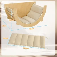 Aiyaplay 3 em 1 Arco de Escalada Cadeira de Balanço e Mesa de Jogo com Almofada em Madeira Natural para Crianças de 18-48 Meses(m-3)