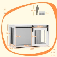 Pawhut Caixa para Cães com Porta de Correr Ventilação Painel de Aglomerado e Aço 98x58x61 cm Branca(m-3)