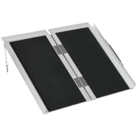 HOMCOM Rampa de Cadeira de Rodas Rampa de Carregamento Rampa de Acesso Antiderrapante Dobrável com Bordas de Segurança Prateado Preto(m-6)