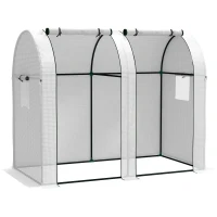 Outsunny Estufa de Jardim 1,8 ㎡ Estufa para Tomates 2 Portas com Zíper Enroláveis 4 Janelas Enroláveis Aço PP 135 g/㎡ Branco(m-1)